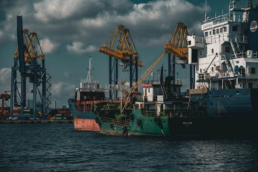 Ce este Certificatul STCW Manila pentru Ofițeri de Mașină și Cum Influențează Cariera Maritimă 4 Cargo ships and cranes in an industrial port in Istanbul. Captured on a cloudy day.
