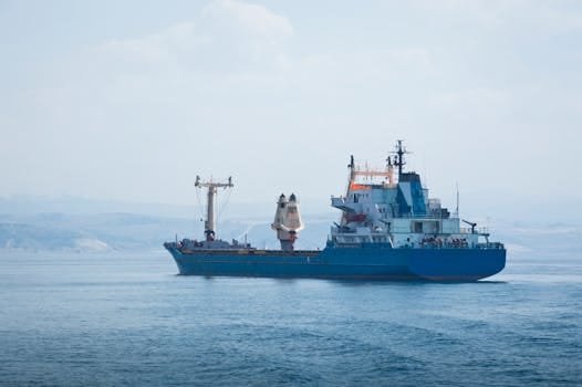 Comparația Detaliată a Contractelor de Navigație Pe Termen Scurt și Lung pentru Ofițerii de Punte din România 2 A large blue cargo container ship sails across the calm sea under a clear sky, symbolizing global trade.