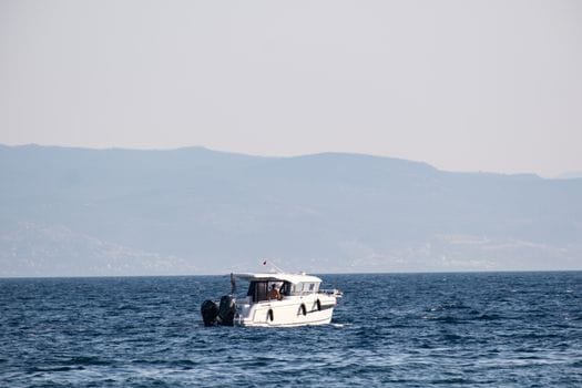 A scenic boat ride on the Aegean Sea near Foça, İzmir, Turkey.